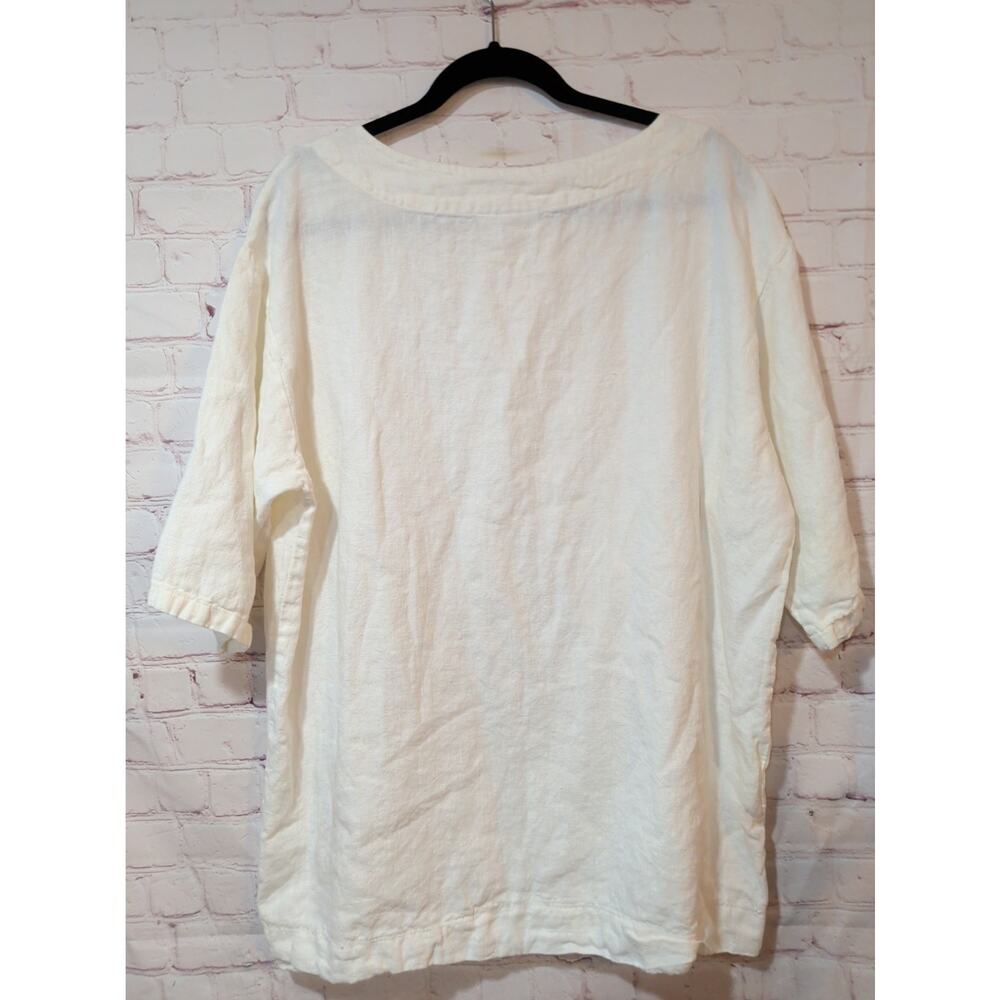 Bryn Walker 100% Linen Tunic Top White Boat Neck Oversized Boxy L USA Made - Picture 6 of 10